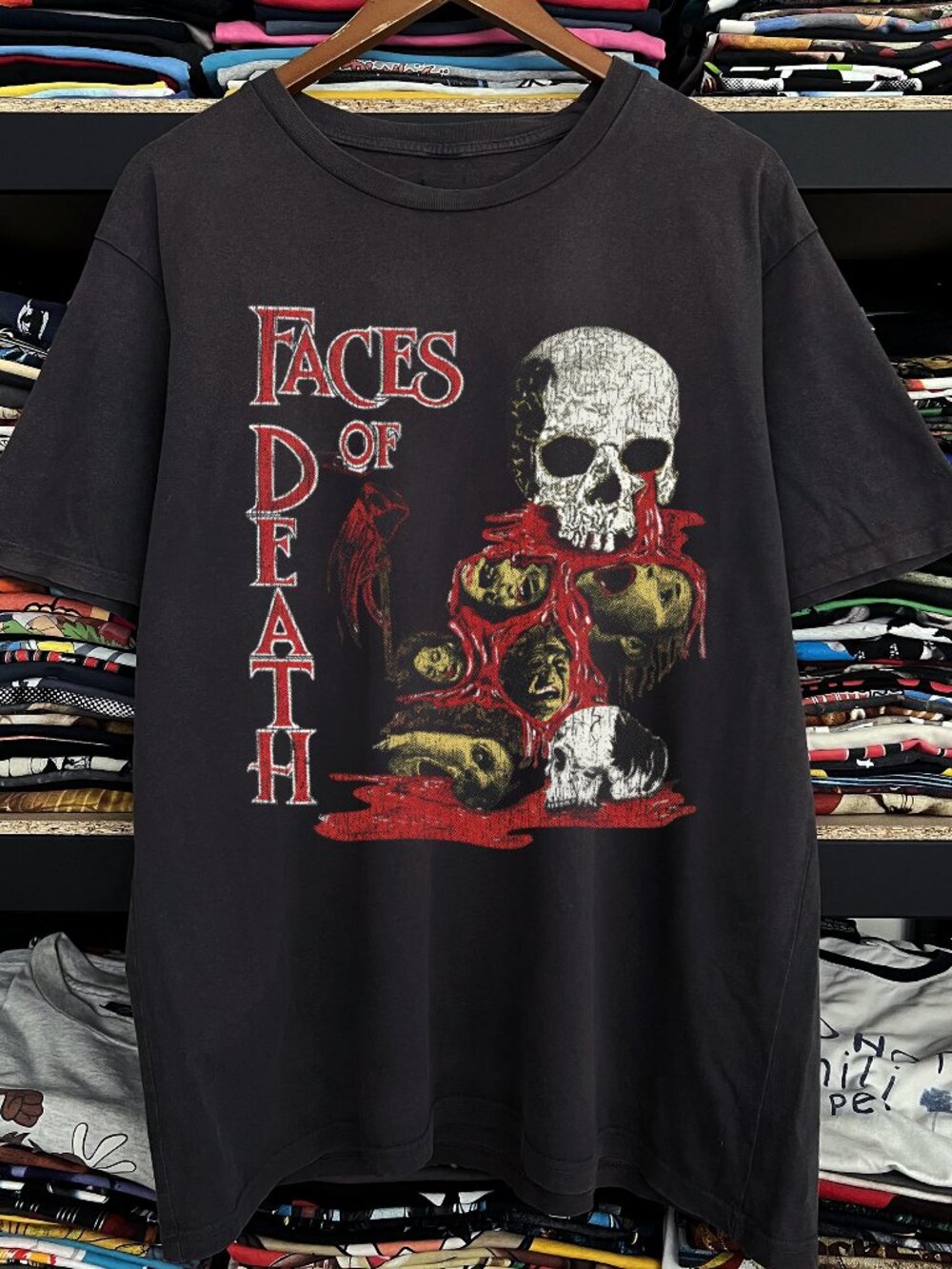 Ultra Rare Faces Of Death Promo Washed Black Tee